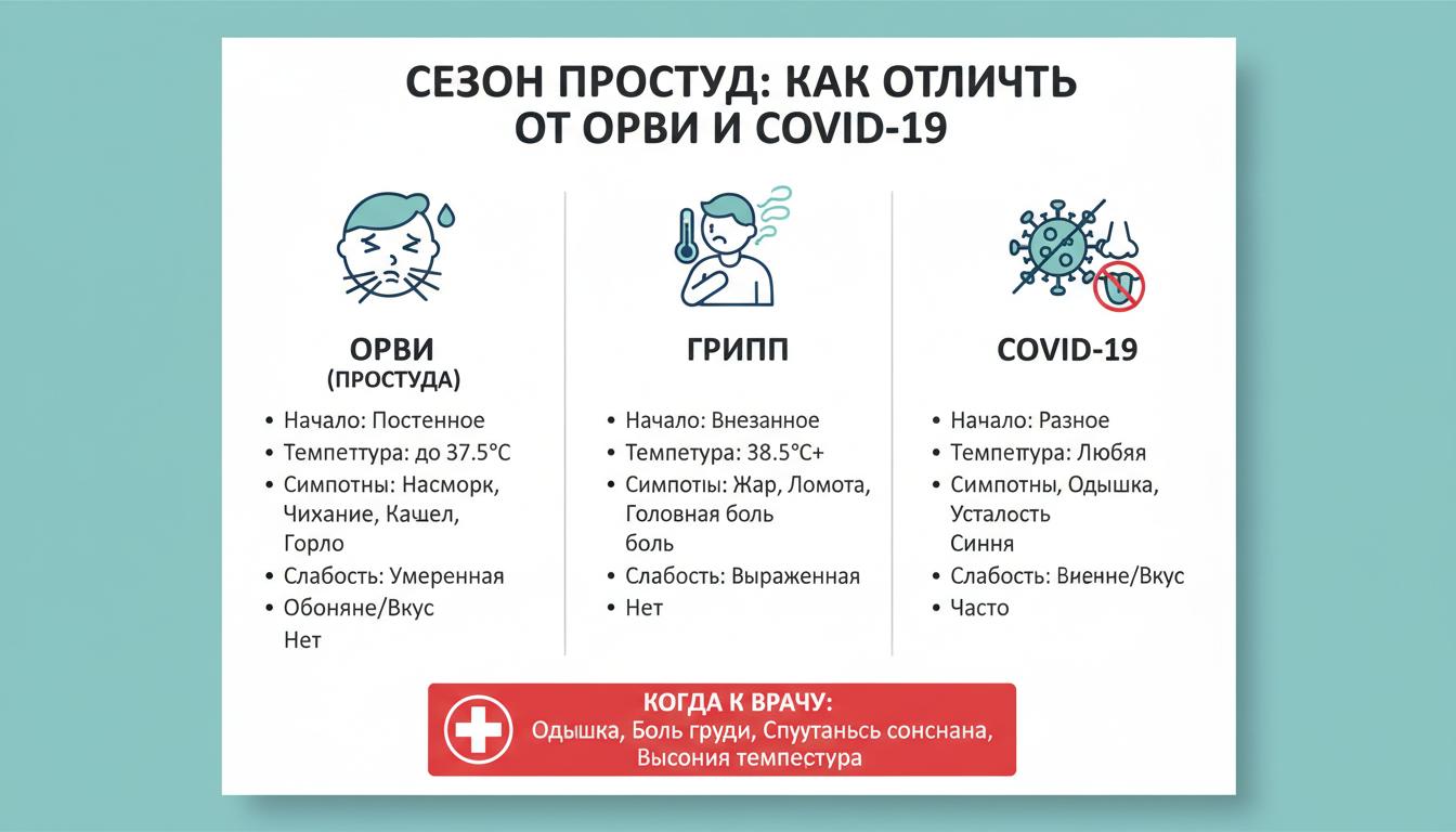 Грипп, ОРВИ, COVID-19: как отличить по симптомам без теста