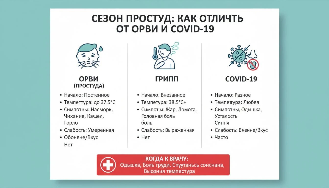 Грипп, ОРВИ, COVID-19: как отличить по симптомам без теста
